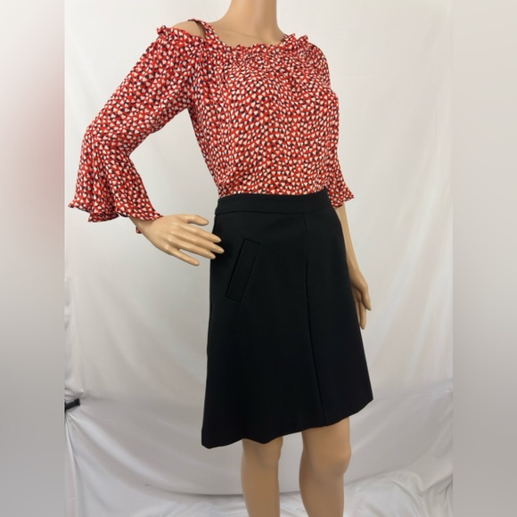 MARIO SERRANI ITALY Black Luxury Fabric Midi A-line Skirt Us Size 6 - Picture 3 of 8